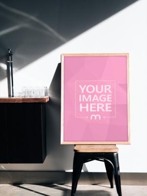 Portrait Photo Frame on Chair Mockup Generator