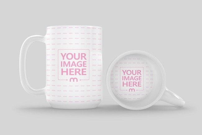 Standing and Lying Coffee Mug Mockup preview image